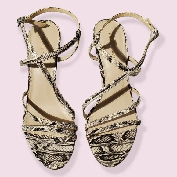 PELLE Moda Sandals Olya Sandal In Black White Snake Print Size 8 - Picture 3 of 11